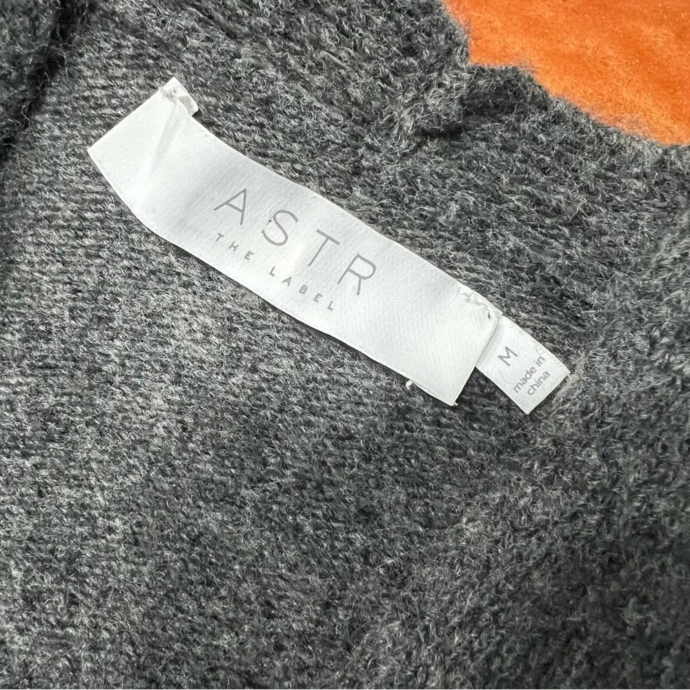ASTR the Label Pleated Wrap Sweater Charcoal Medium Wool Blend long sleeves - Image 7