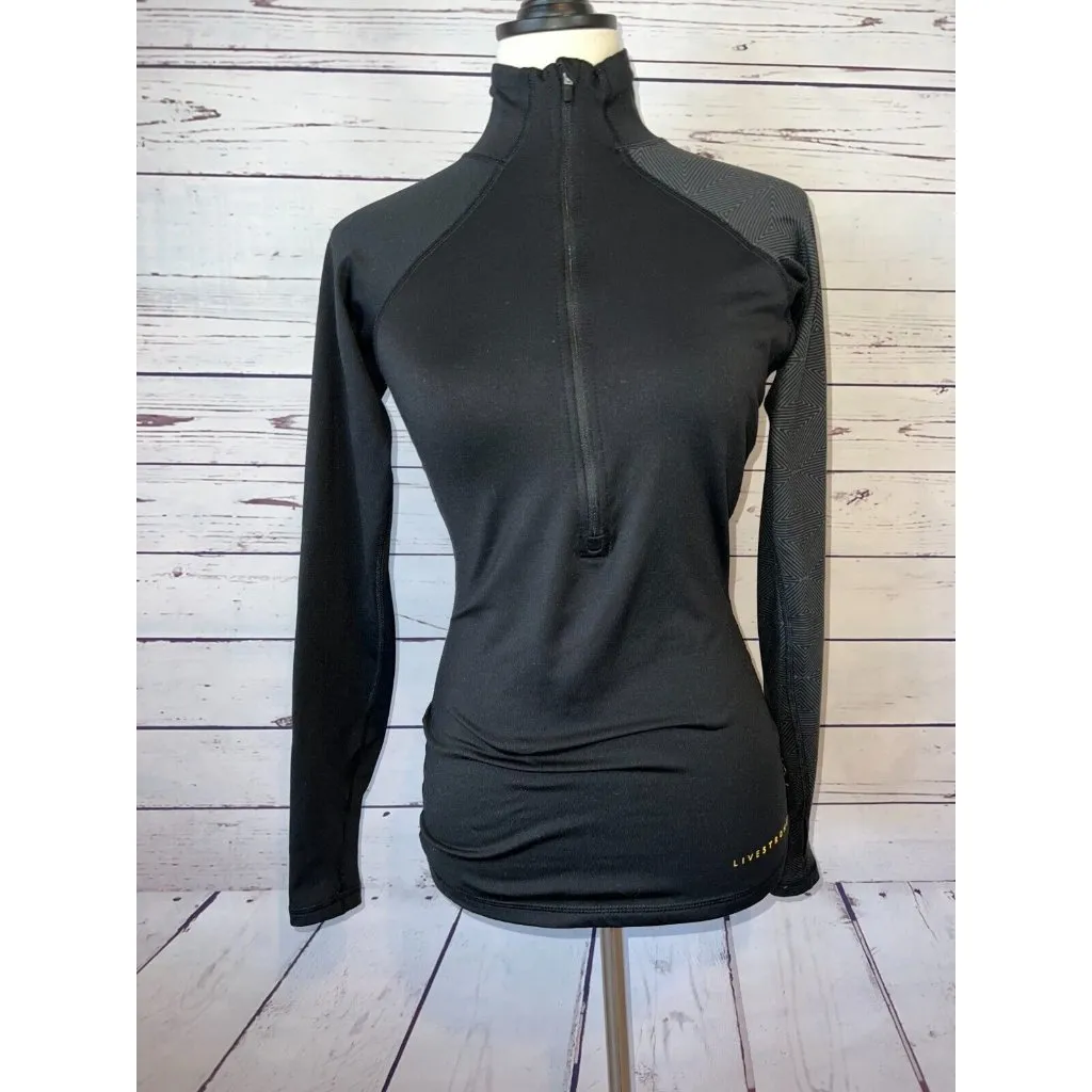Nike Pro Livestrong‎ Small Pullover Sweatshirt Black  1/2 Zip Stretch Running - Image 6