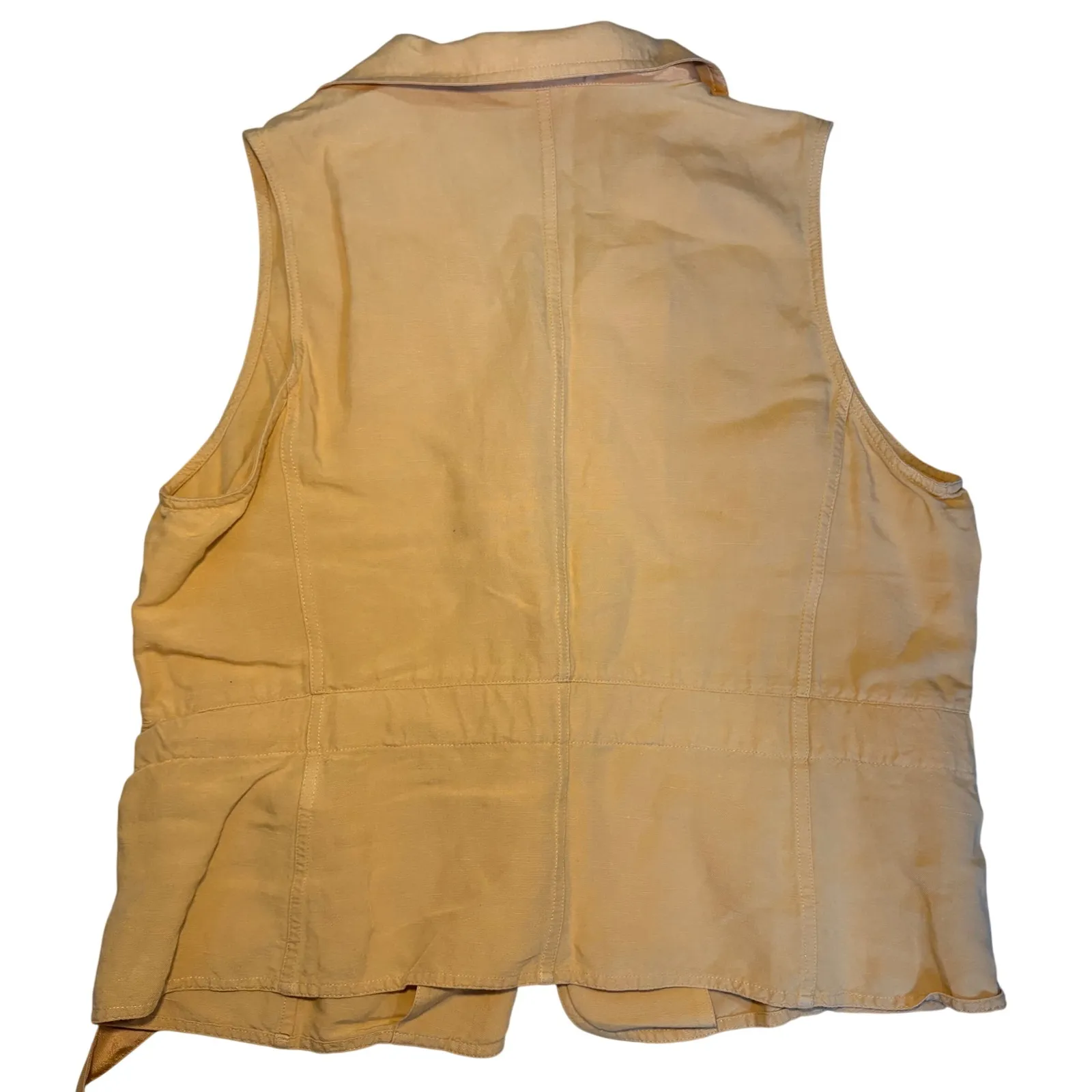 Christopher Banks Linen Pastel Orange Blouse Vest Womens L Tie Waist Top Spring - Image 8