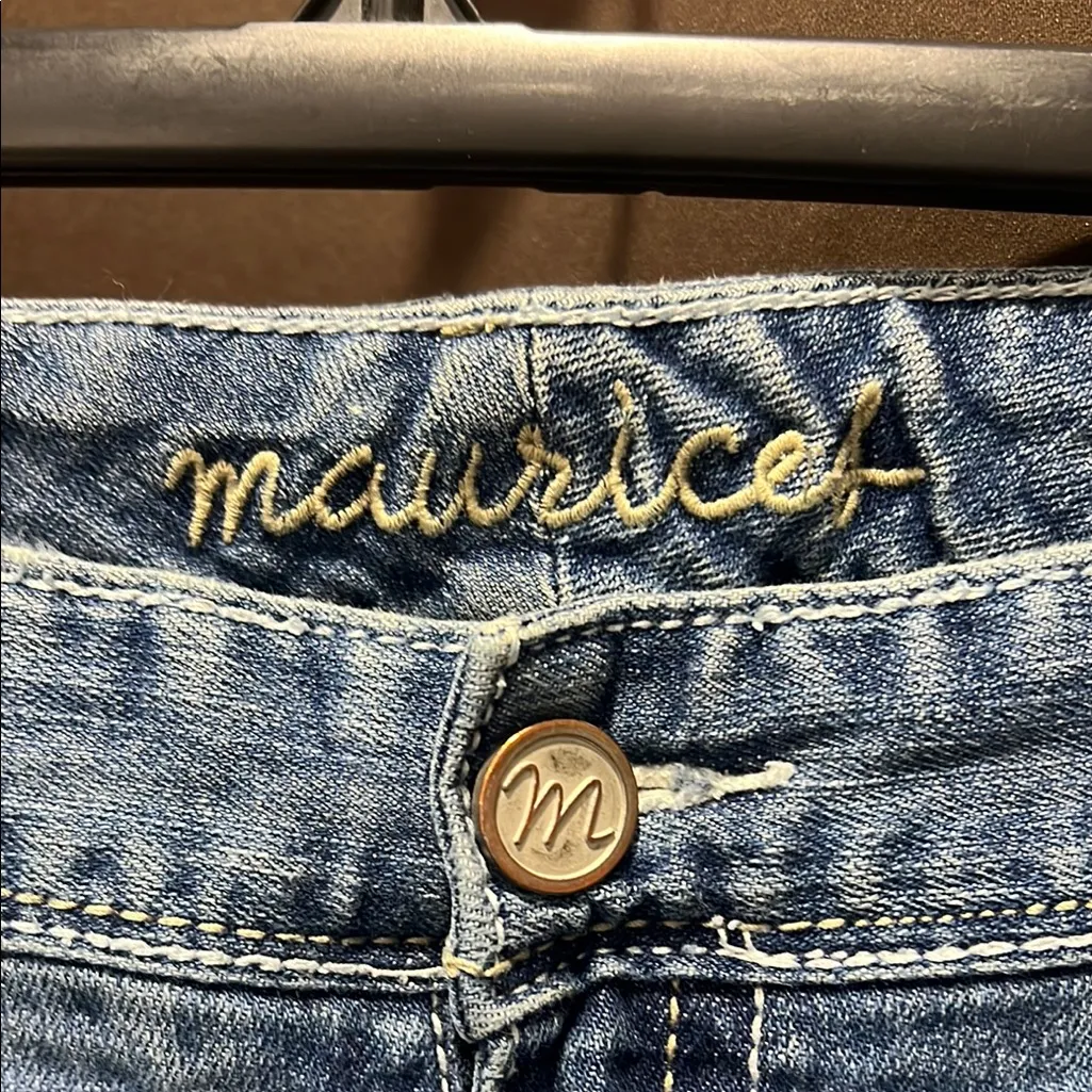 Maurices Blue Boot Cut Jeans with Natural Fading, Size 13/14 - Image 2