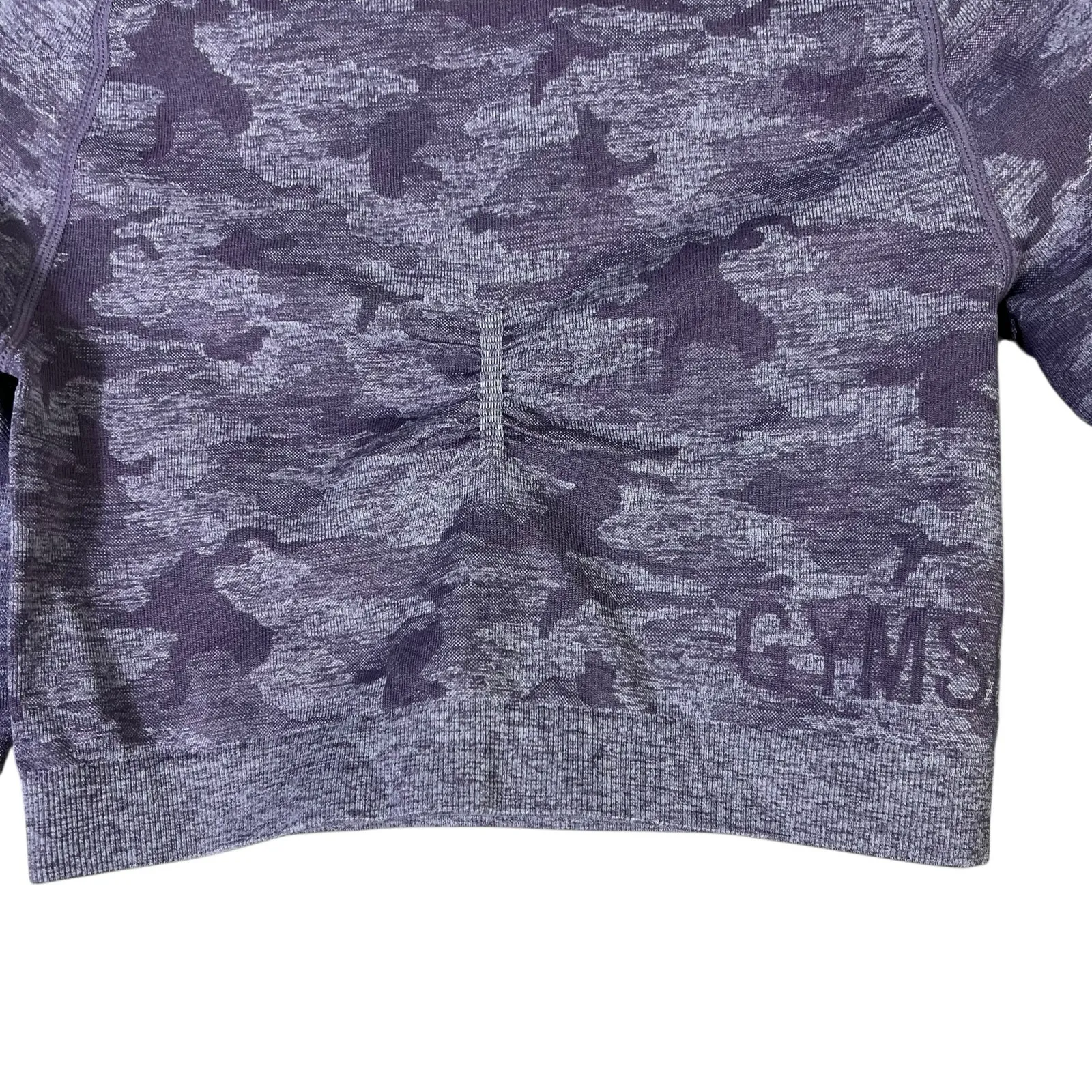 Gymshark Purple Camo Adapt Long Sleeve Crop Top Womens M Cutout Athleisure Gym - Image 4