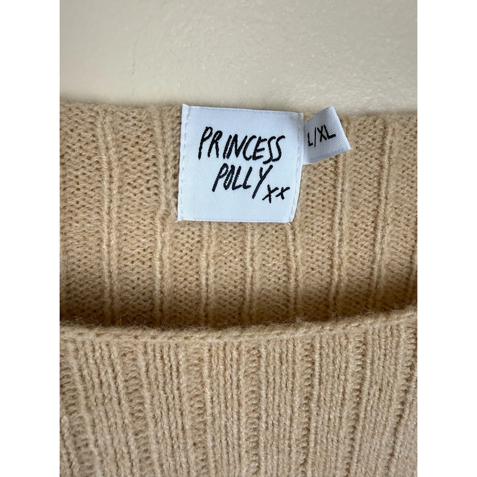 Princess Polly Women’s Ribbed Knit Sweater Dress Size L/XL Tan Brown - Image 6