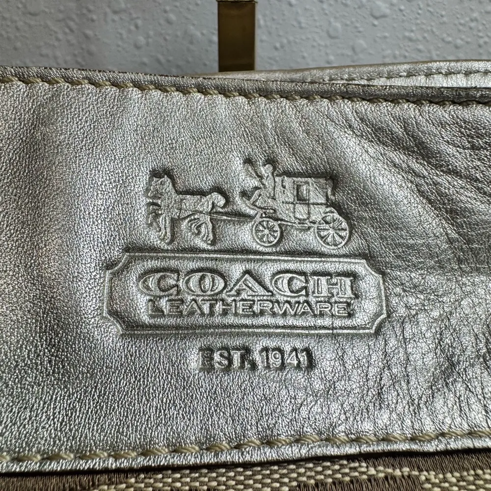 Zoe Hobo Bag Purse Jacquard Beige SILVER Monogram Canvas F12657 - Image 3