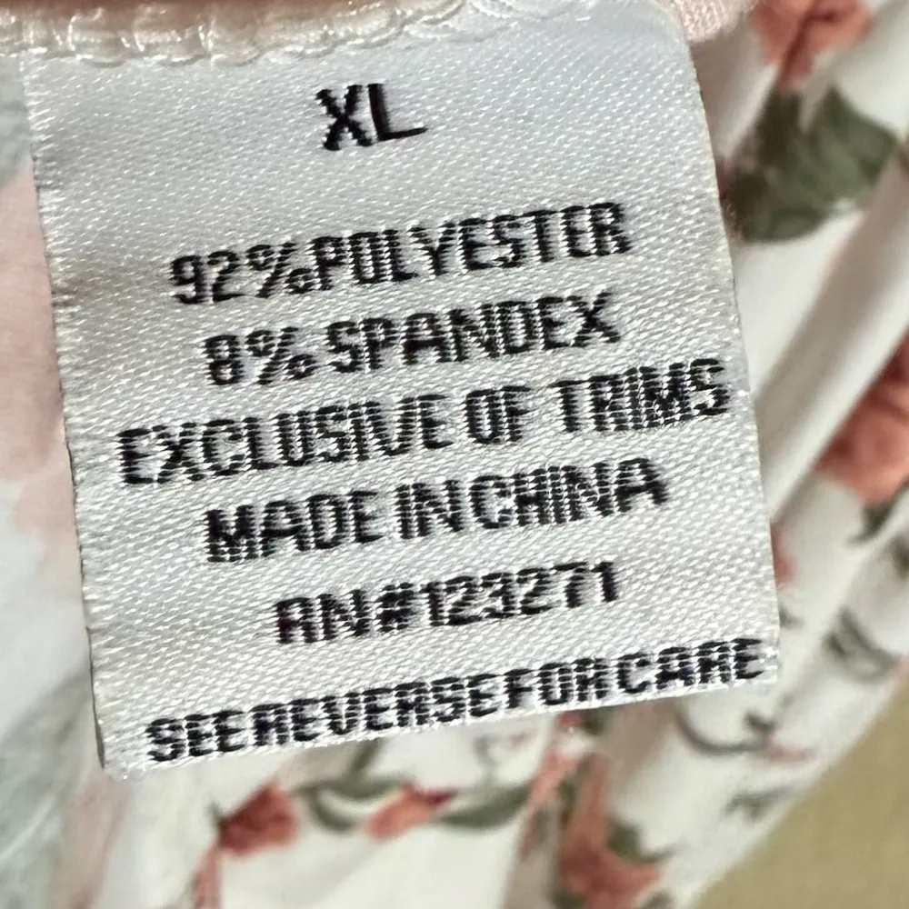 White Pink Floral High Low Maxi Dress Smocked Bust Lightweight Flowy XL Romantic - Image 7