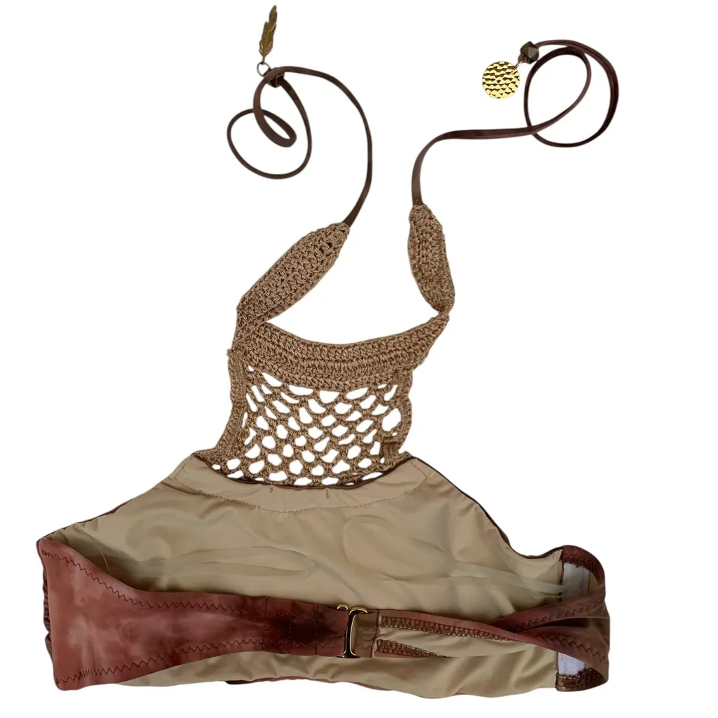 Ale by Alessandra Crochet Halter Bikini Top Only Tie Dye Mother Earth Small NWT - Image 2