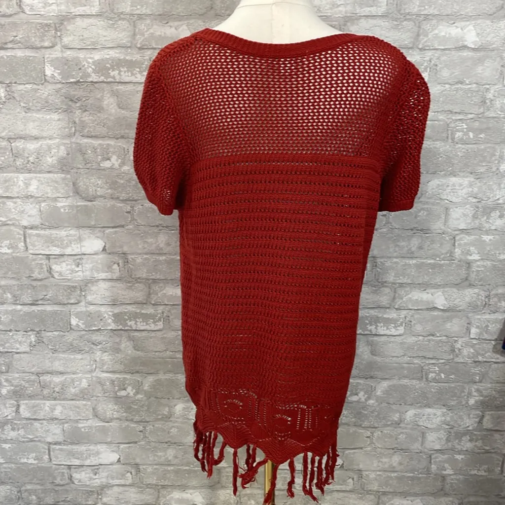 JohnPaulRichard Vibrant Red/Rust Knit Sweater Red Size L - Image 3