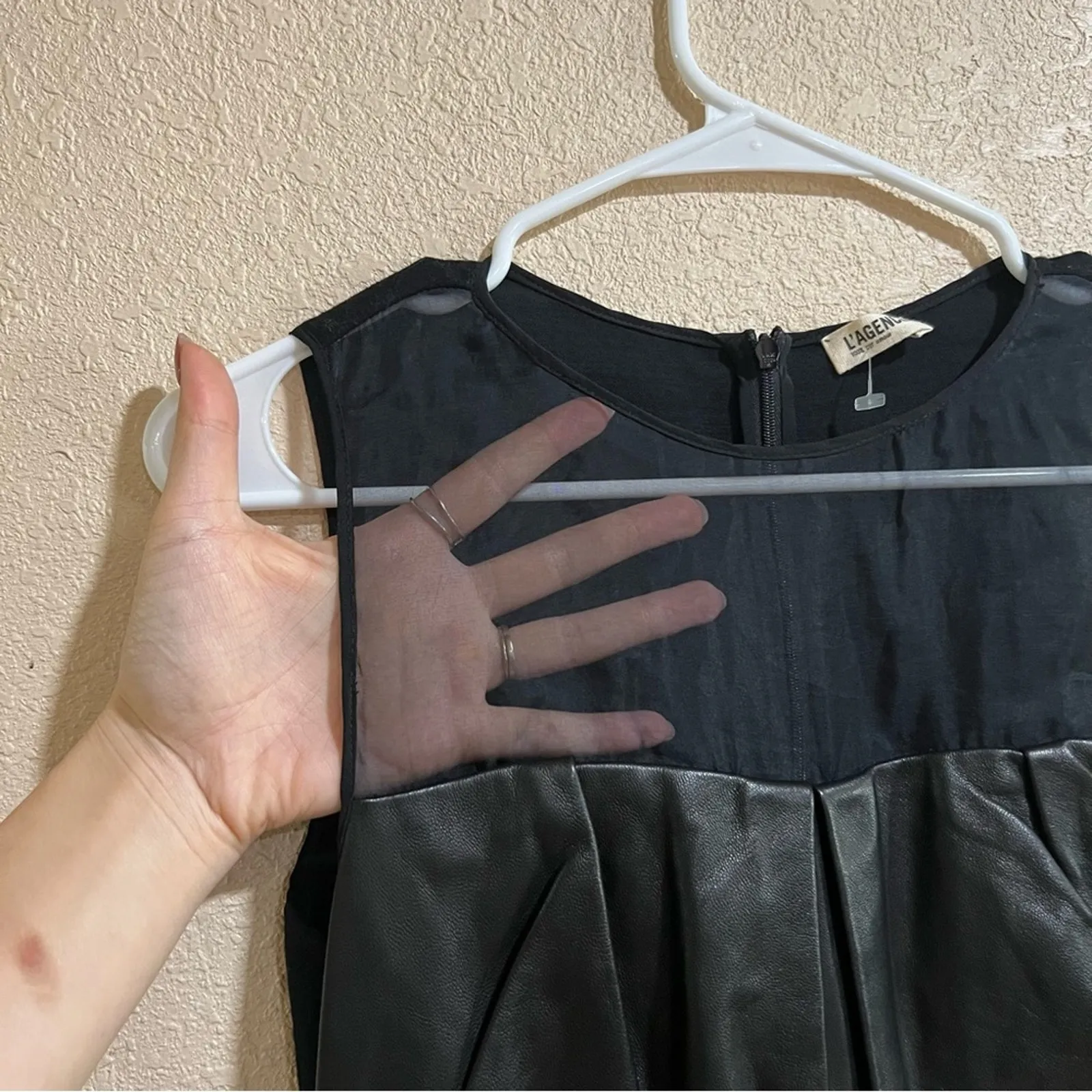 L’Agence black leather wool sheath dress - SAMPLE - Image 3