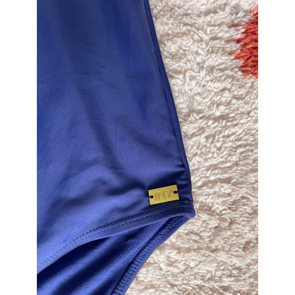 Jones NY Ruffle-Overlay One Piece Swimsuit Purple Size XL One Piece Swimsuit - Image 4