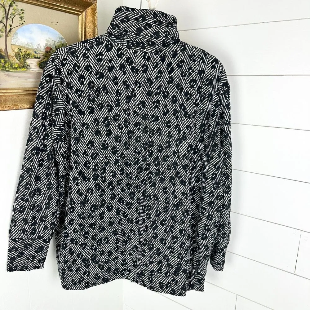 Majestic Filatures Deluxe Teeshirt Turtleneck Sweater Leopard Size 1/XS Black - Image 6