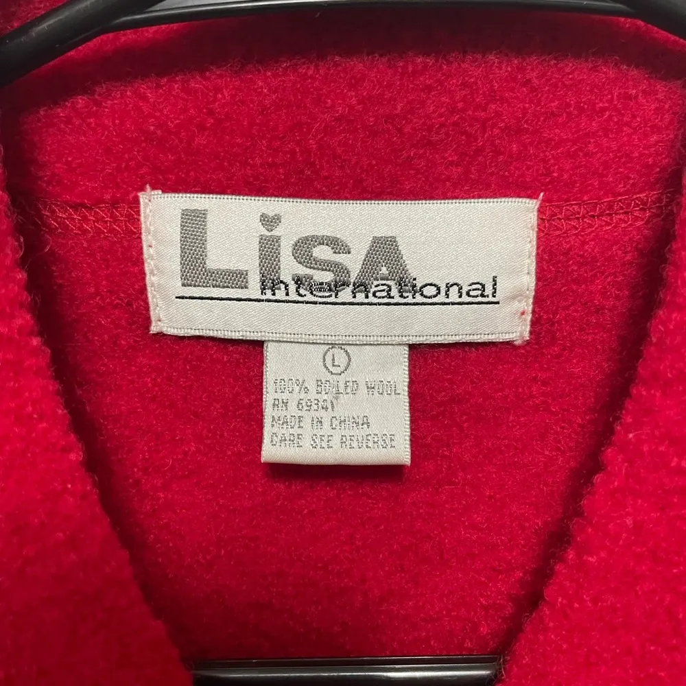 Lisa International Vintage Red and Gold 100% Wool Jacket sz Large - Image 4