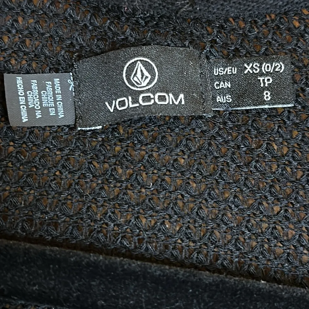 Volcom Black Open Weave Knit,  Open Front Cardigan Longer Length - Image 3