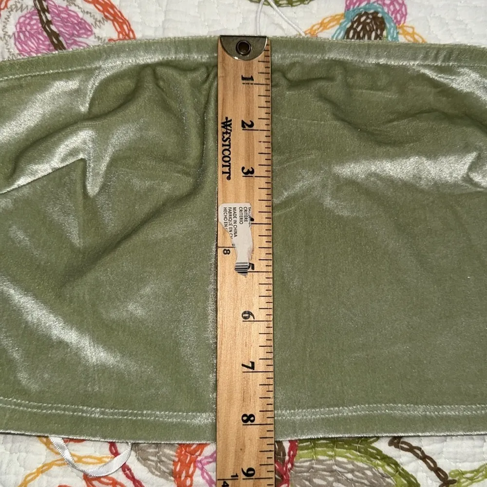 Princess Polly size 4 strapless halter top slim fitting zip back unlined green - Image 7