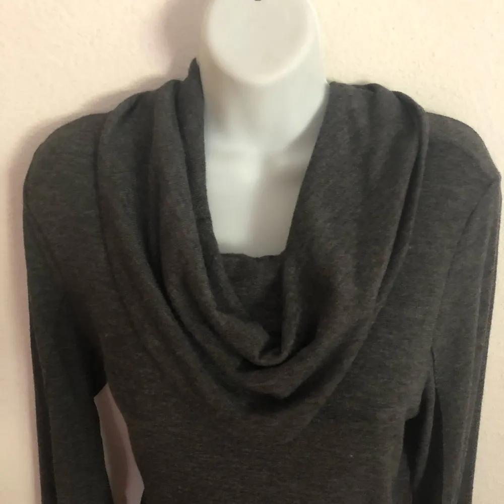 Cozy Gray Cowl Neck LS Sweater M Soft Casual Fall Cozy Career - Image 4