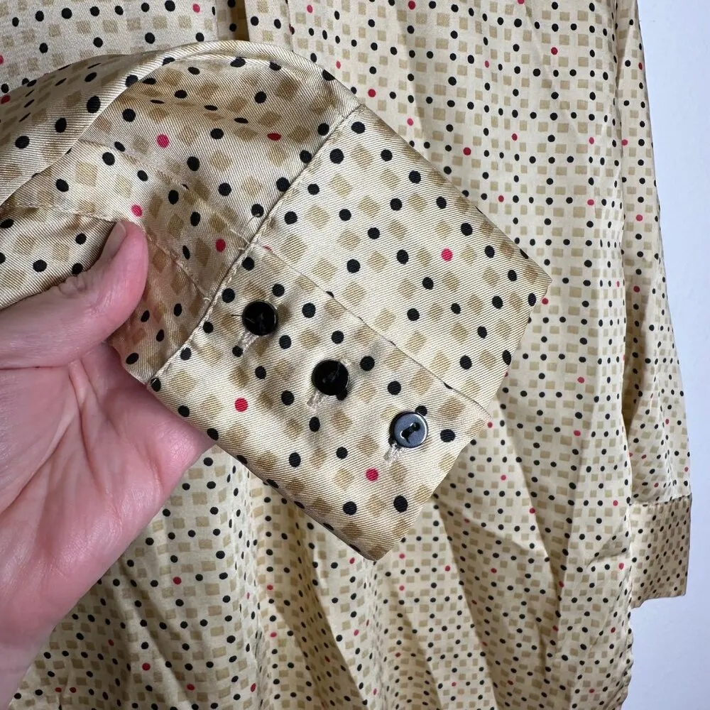 Zara Basics polyester geometric gold button up blouse Sz M‎ - Image 4