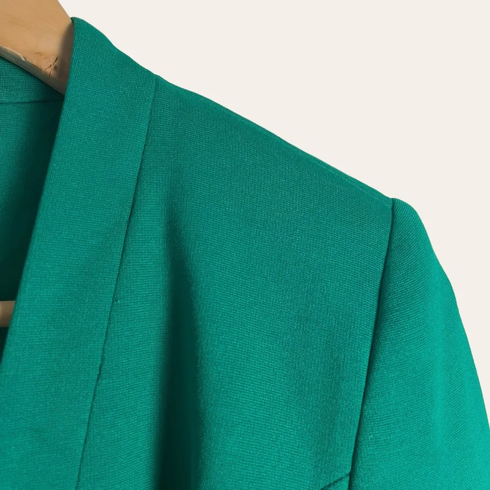 Premise Pop Green Ponte Knit Solid Open Front Jacket Size 4 - Image 2