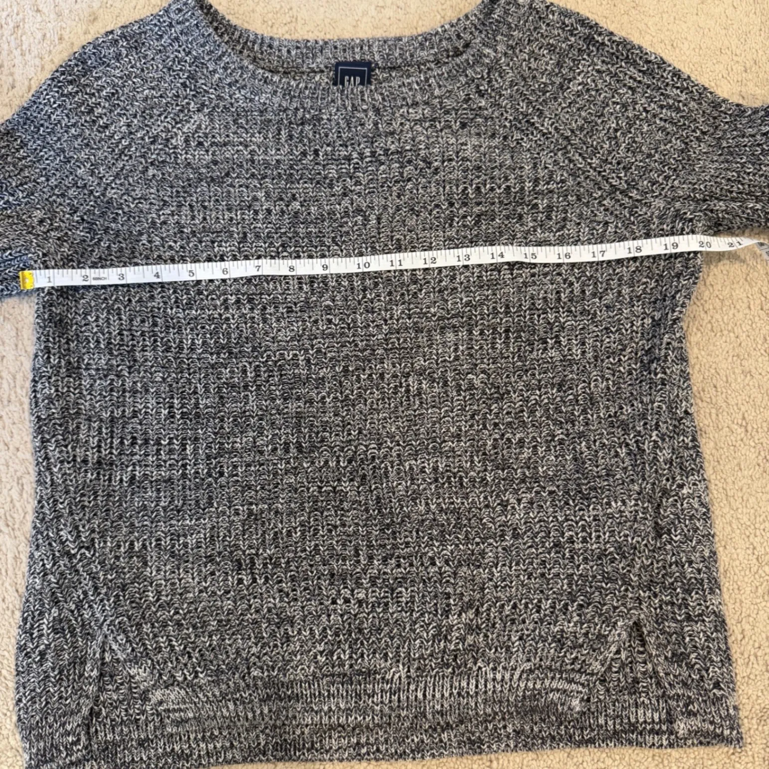 GAP Women Marled Knit Sweater Split Hem Crew Neck Long Sleeve Cotton Size M - Image 7