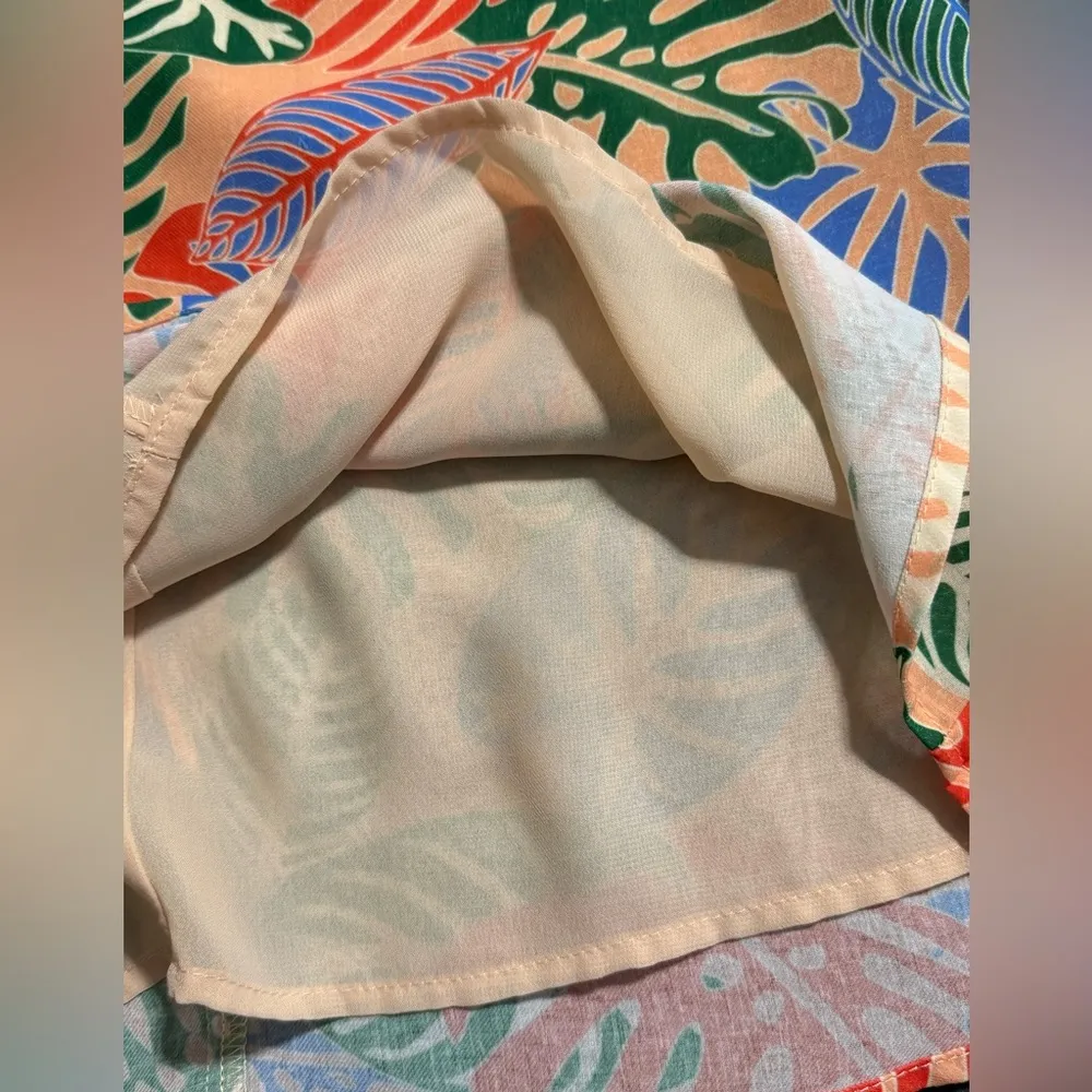 JADE women’s size small pullover halter tank tropical floral pattern lined Green - Image 5