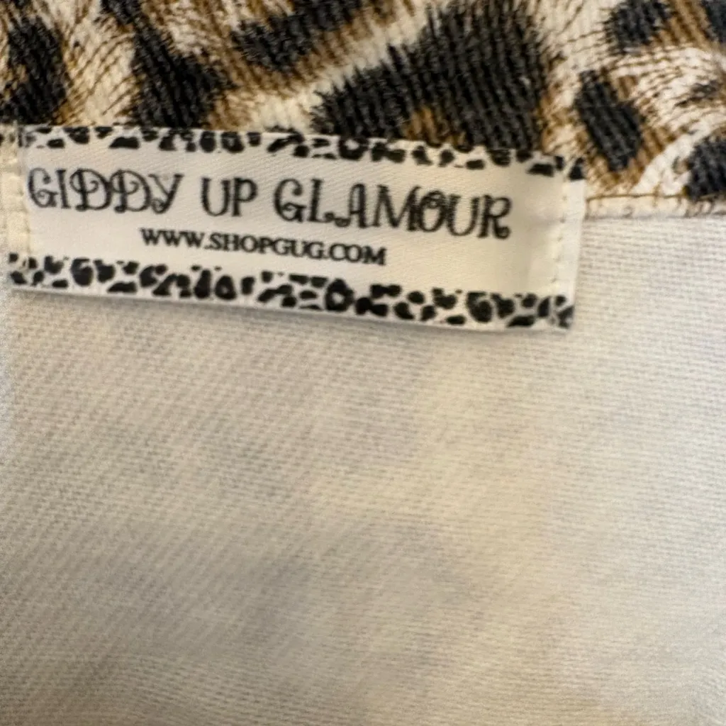 Giddy Up Glamour Leopard Print Cropped Jacket S/M Fits Like 2X Western Chic - Image 6