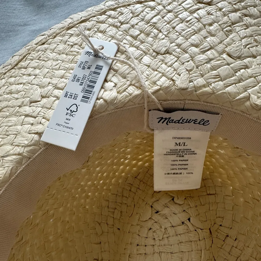 Madewell Cream Straw Hat M/L - Image 4