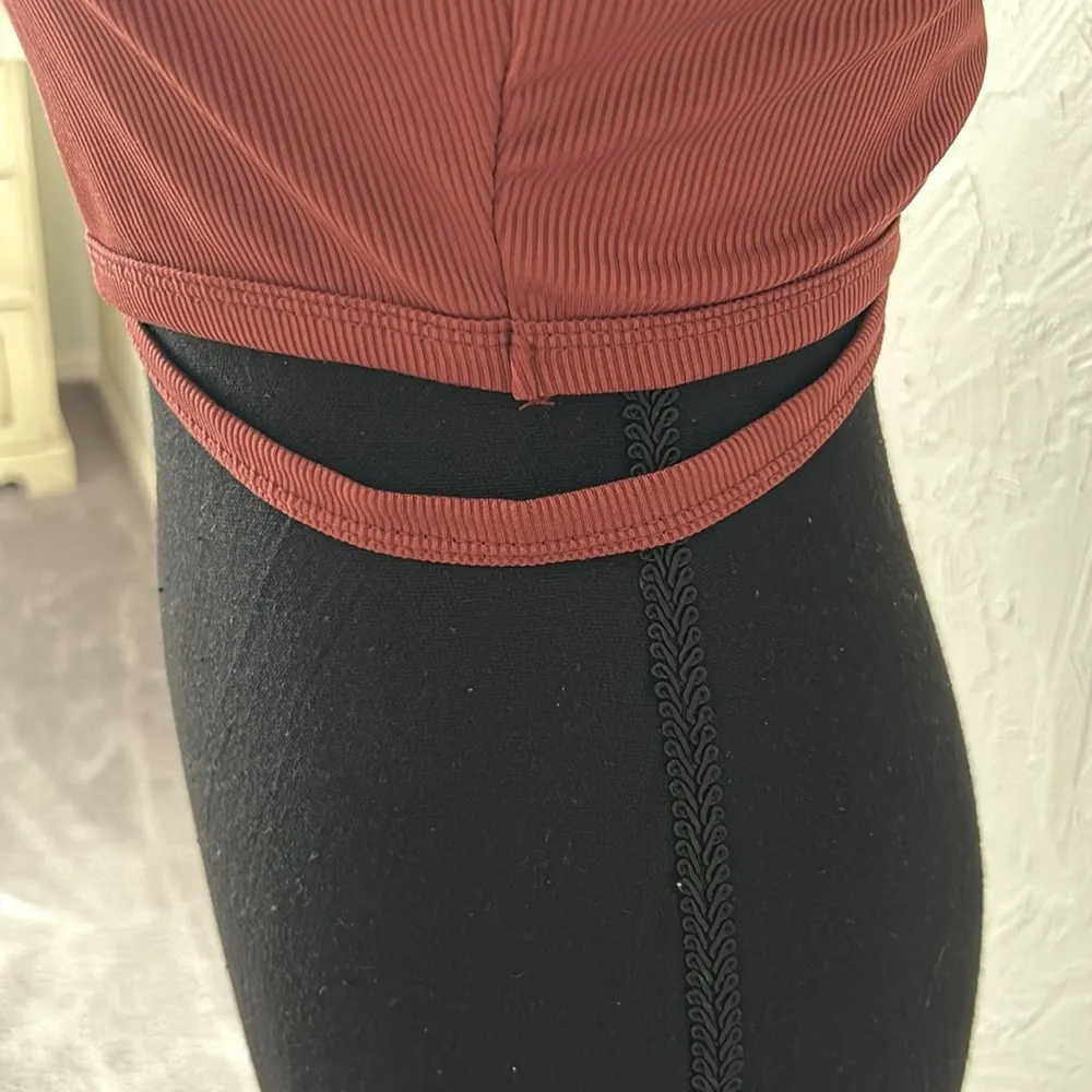 SHEIN Deep Red Crop Top with Spaghetti Straps, Side Cut Out, and Scoop Neck - Image 3