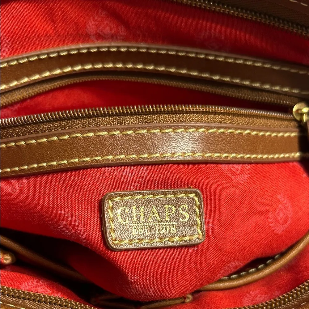 CHAPS Burgundy and Brown Women's Crossbody Bag - Image 9