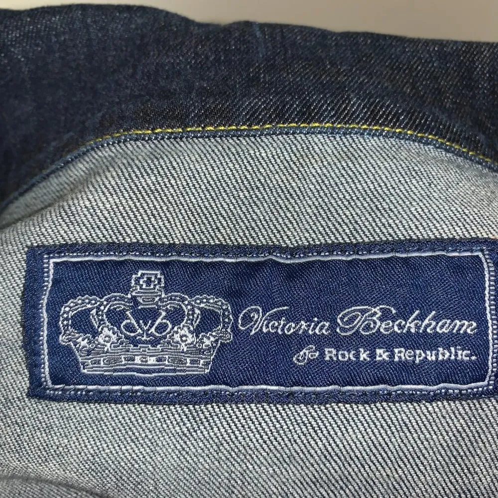 Victoria Beckham Embroidered Denim Jacket Size L - Image 8