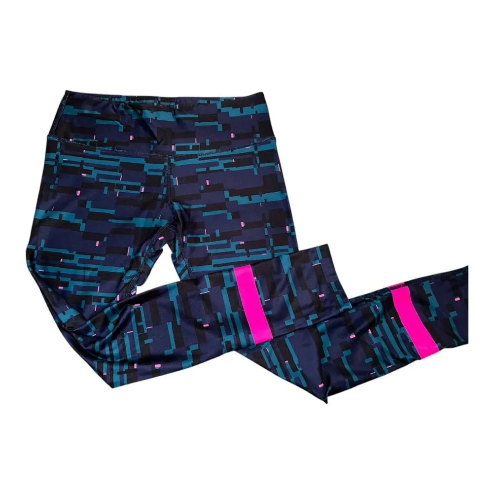 Vibrant Pink and Teal Leggings Large Blue - Image 3