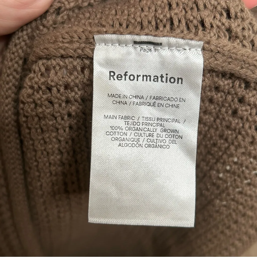 Reformation Nolan Open Knit Sweater Dress brown small - Image 11