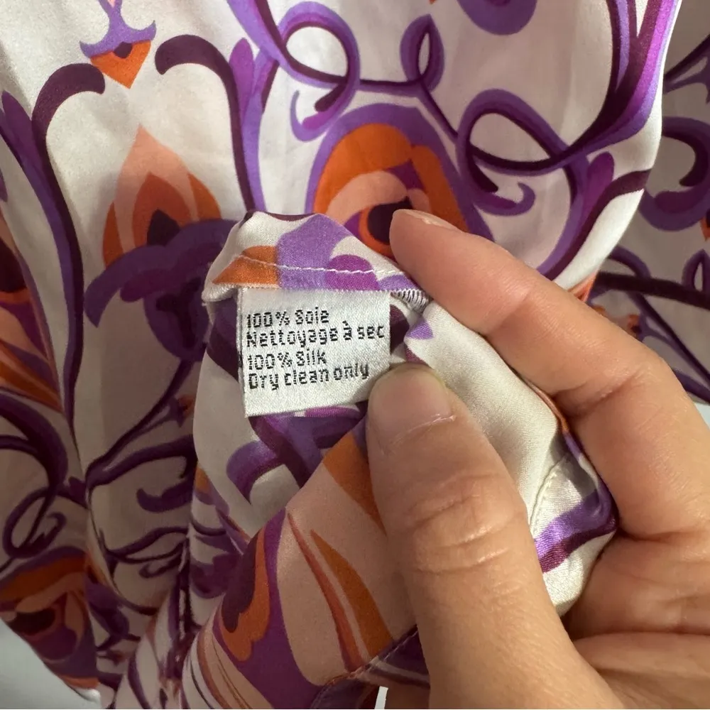 Lolita Jaca St Barth Kimono Style Vacation Silk Dress Size XS Purple - Image 4