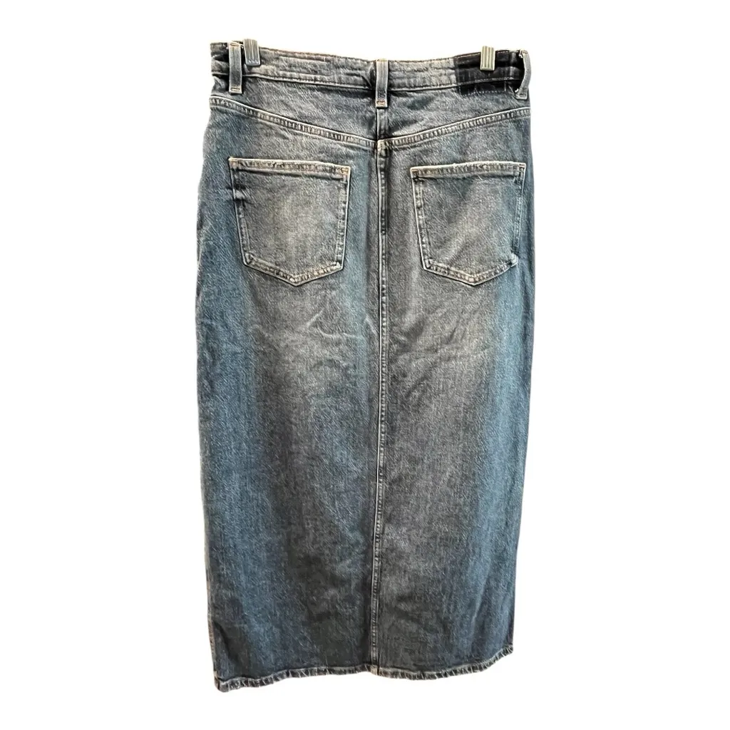 ZARA High Waist Midi Denim Skirt‎ - Size Medium | Classic Front Slit Style - Image 2