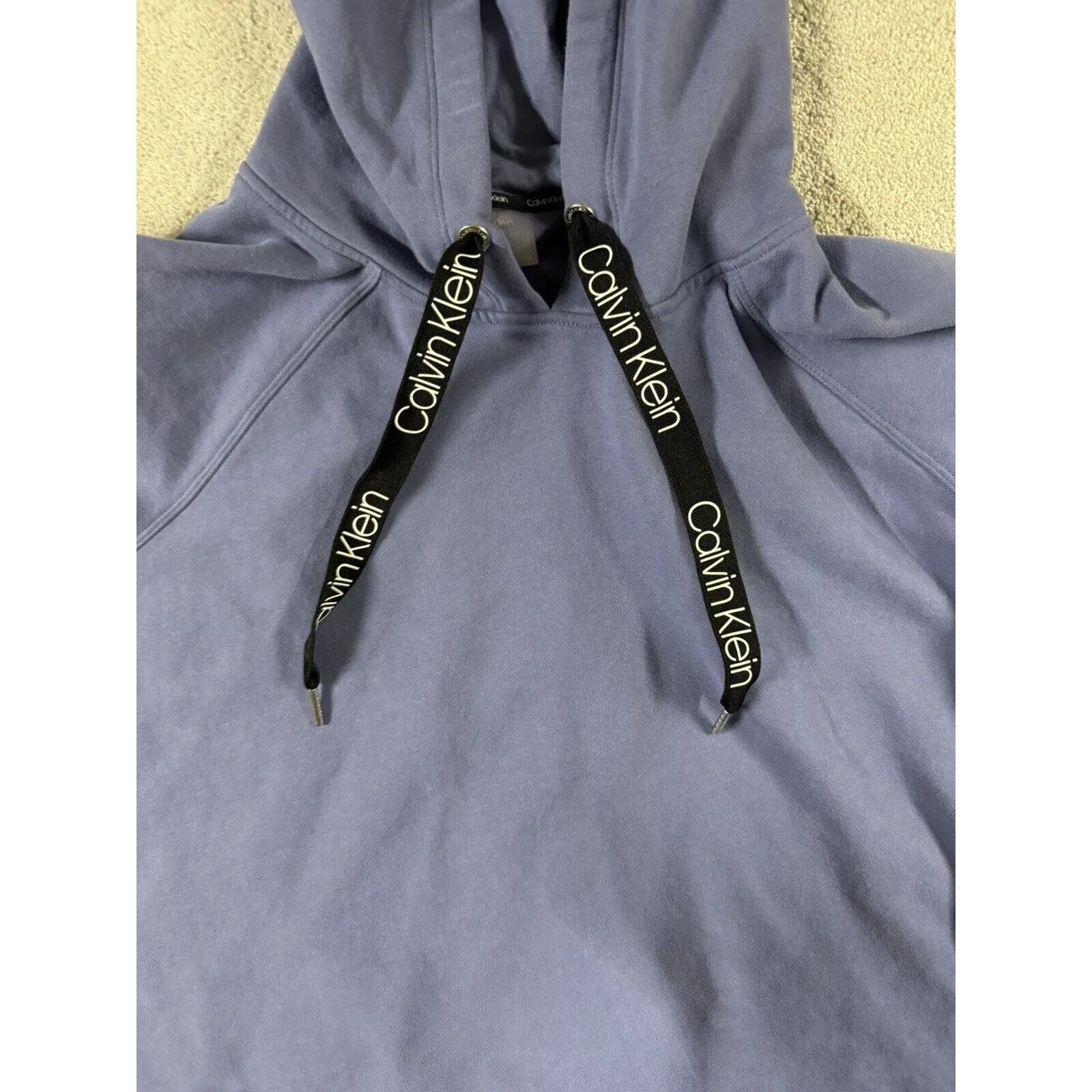 CALVIN KLEIN Spell‎ Out Hoodie | 2XL | Jumper Top Sweatshirt Short Cropped Retro - Image 2