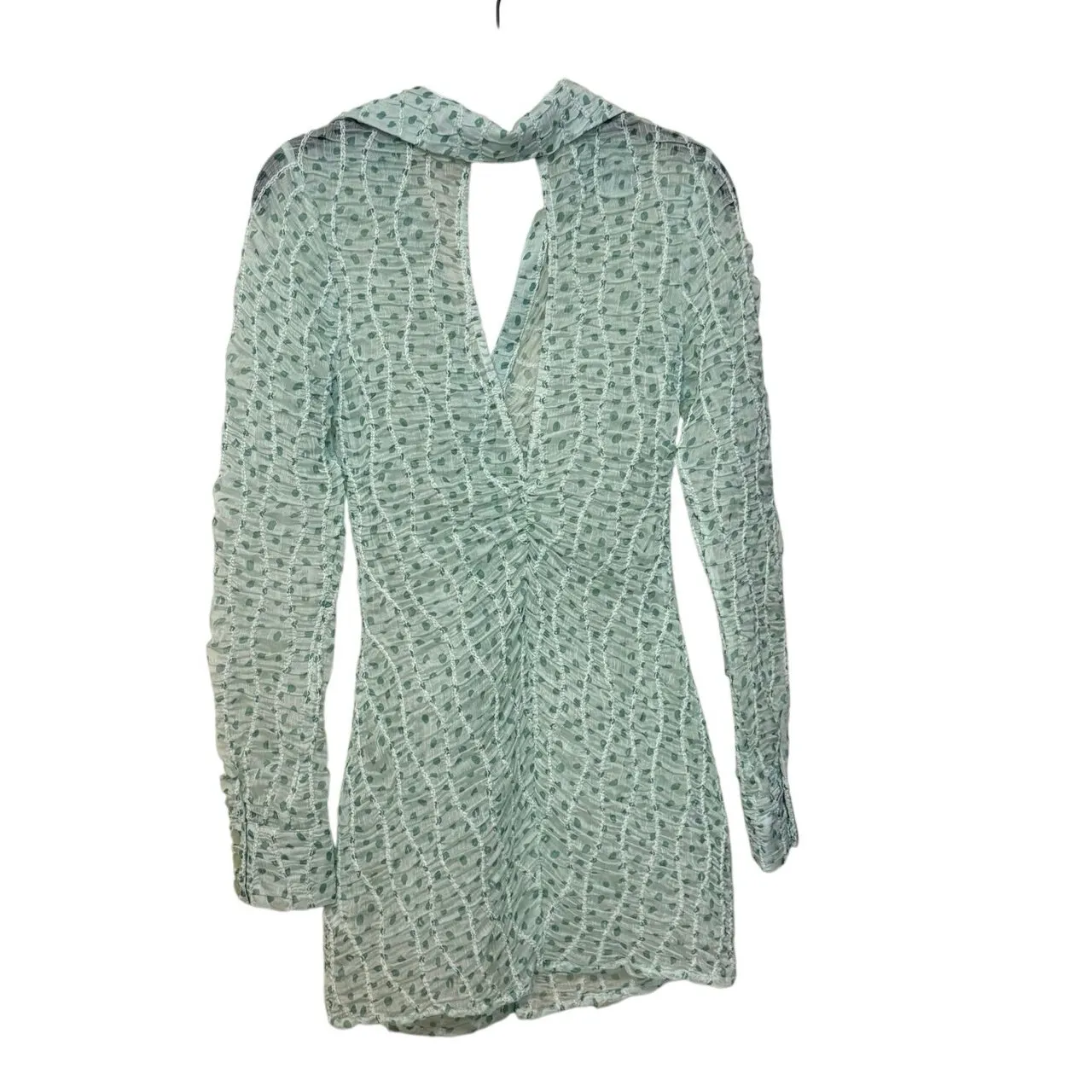For Love & Lemons Green Polka Dot Drea Long Sleeve Mini Dress Size Small - Image 5