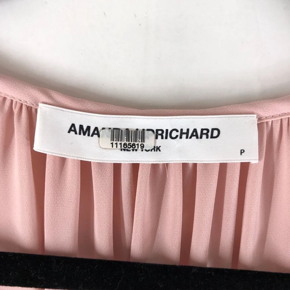 Amanda Uprichard Womens Blouse Top Cold Shoulder V Neck Pink P - Image 3