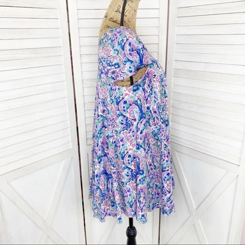 Matilda Jane In The Maze Floral Paisley Flutter Sleeve Tunic Top Blue Pink Small - Image 5