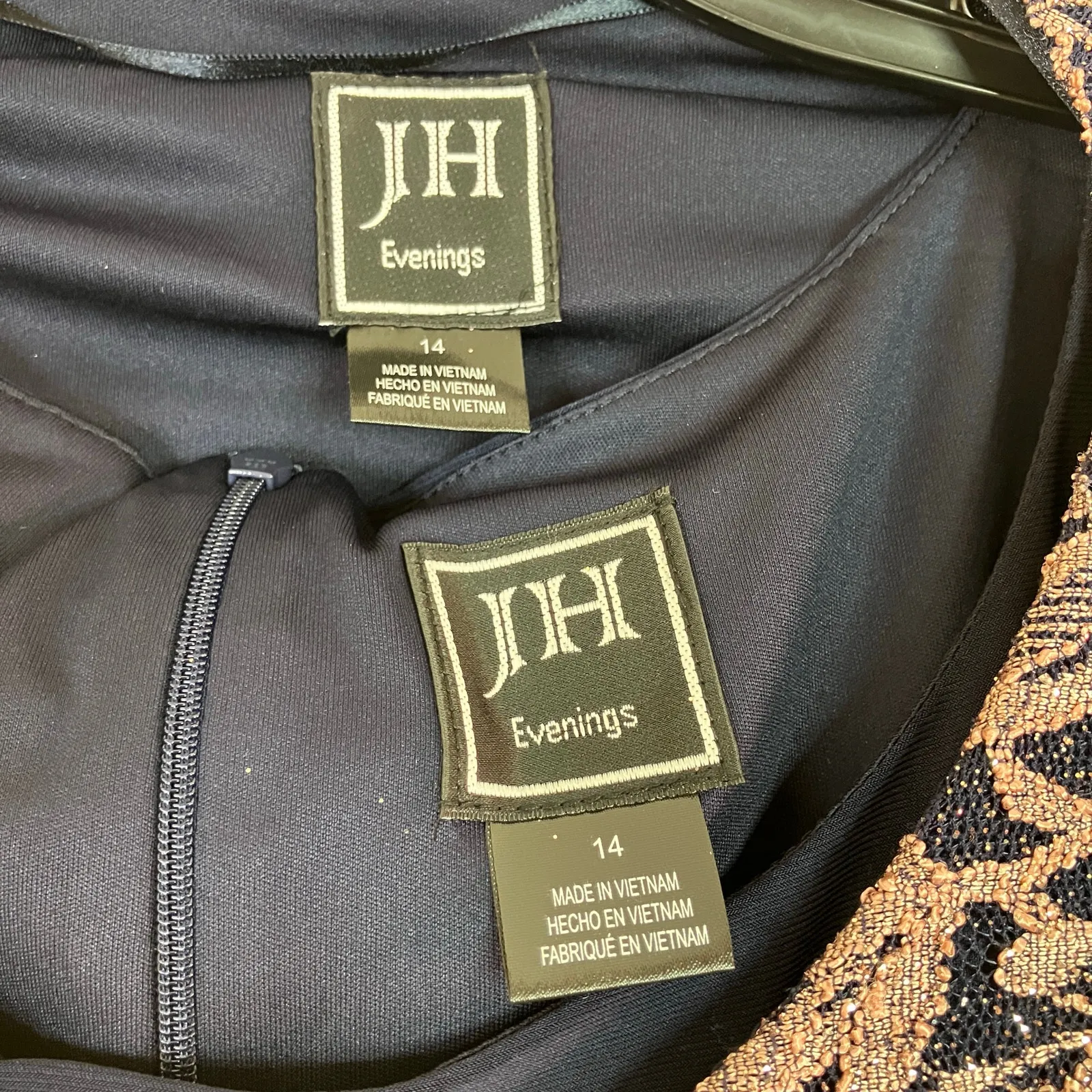 Jessica Howard Evenings | Navy Pink Sparkly Floral Jacket & Dress Set Womens 14 - Image 5