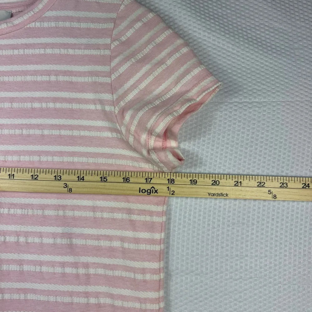 Ann Taylor LOFT Sweatshirt Pocket Tee Dress Pink White Striped Size Small - Image 9