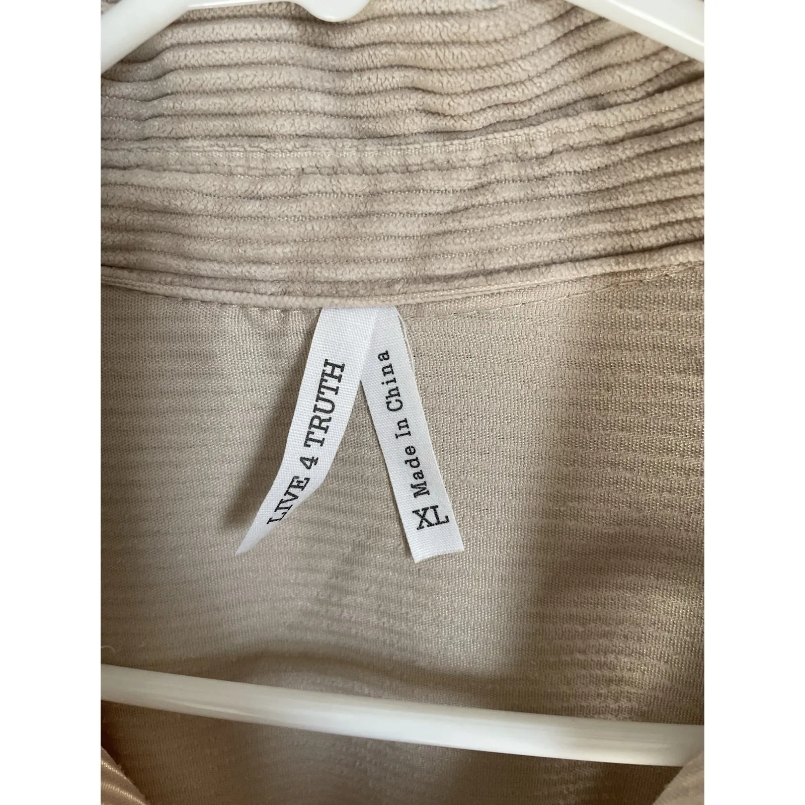 LIVE 4 TRUTH Corduroy Oversized Shacket Jacket Beige XL Button Up - Image 4