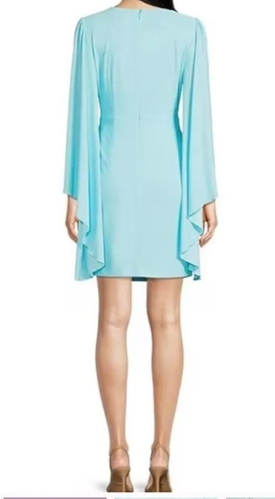 Belle Badgley Mischka Women’s Maeve Faux Wrap Statement Sleeves Mini Dress - Image 2