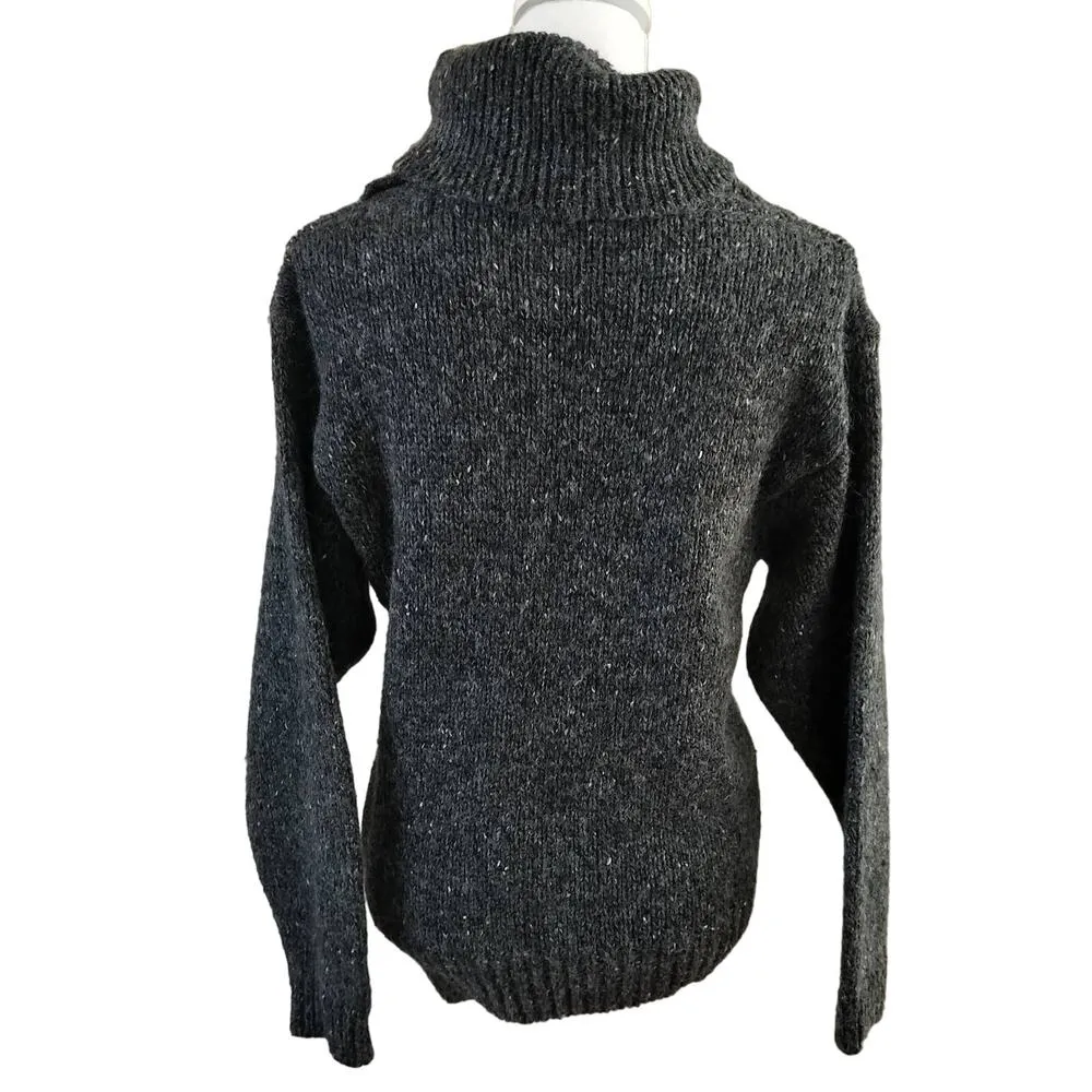 Vintage Gap Size Small Wool Blend Argyle Button Turtleneck Sweater - Image 2