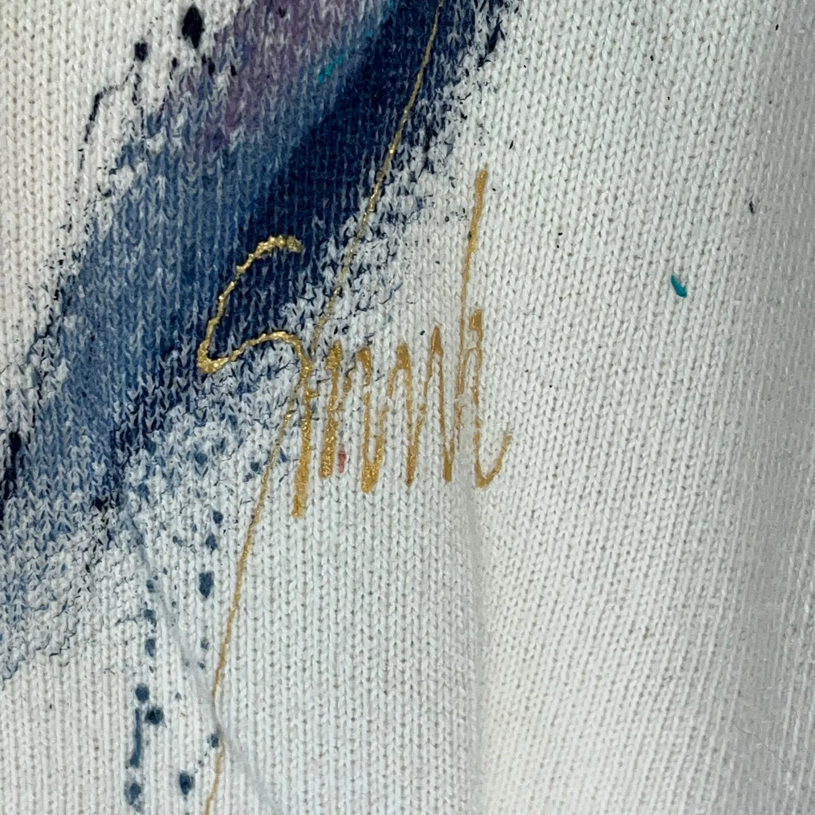 Sarah Hand Painted Originals Vintage‎ Off White Wearable Art Sweater L/XL - Image 6