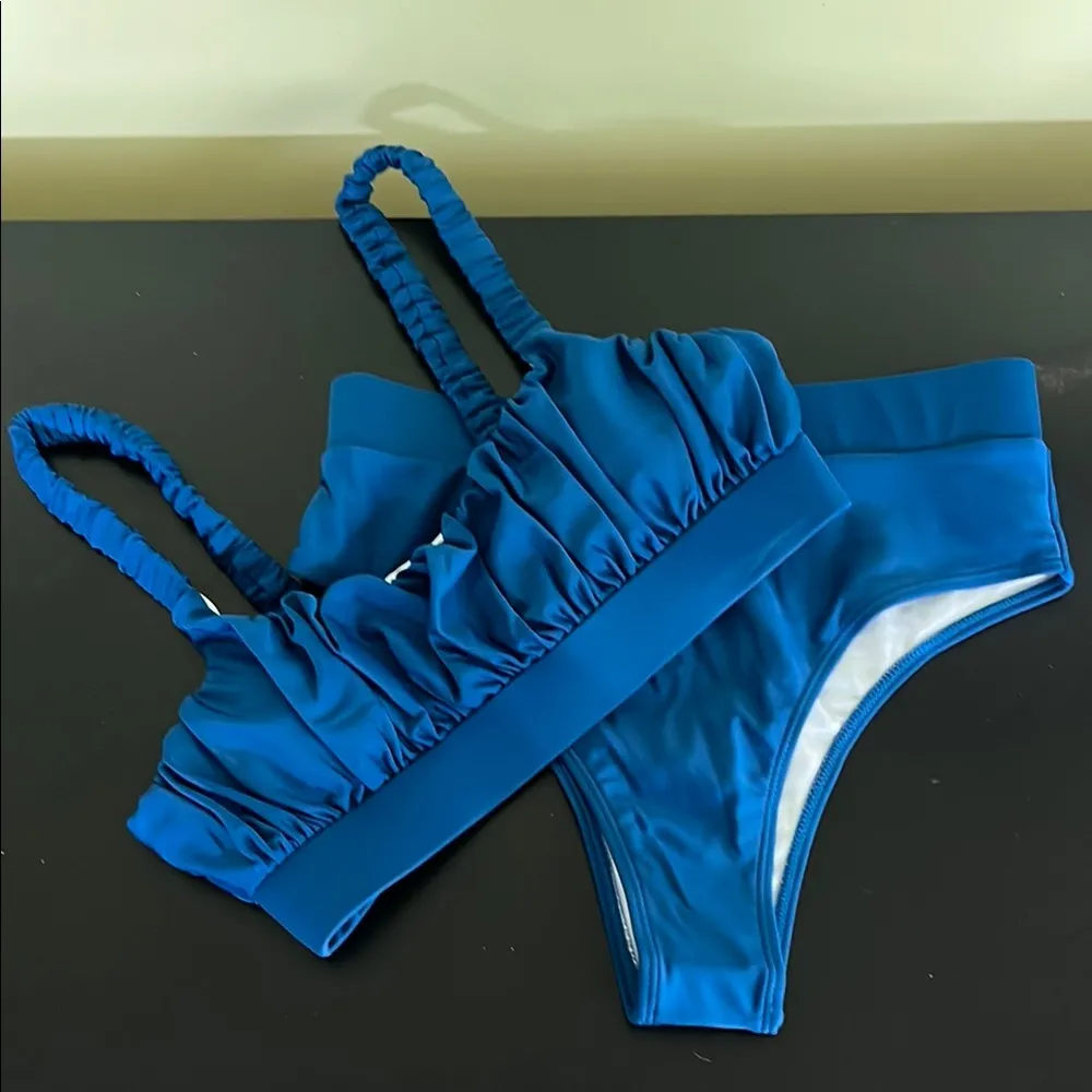 ZAFUL High Waisted Ribbed Bikini with Braided Trim | Sexy Summer Swimwear Set - Image 2