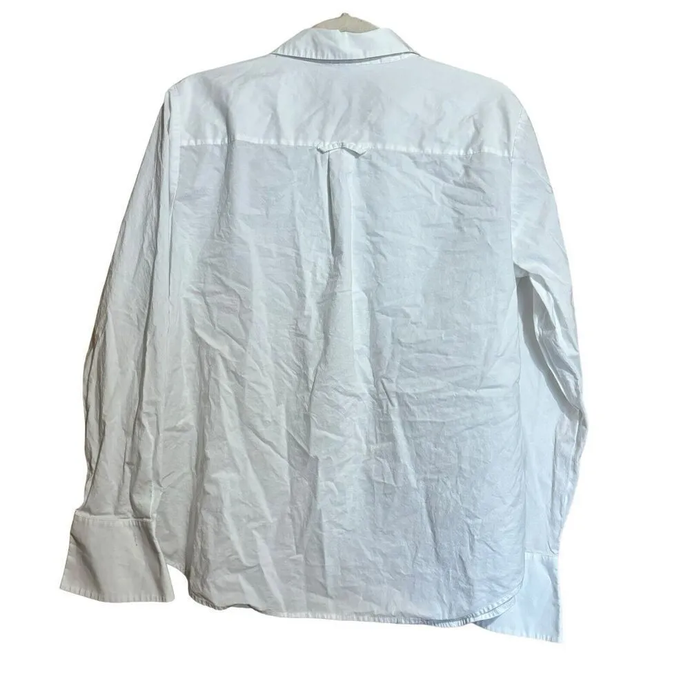 Sundance Top Womens XL White Cotton Button Up Shirt Pintucked Long Sleeve Blouse - Image 5