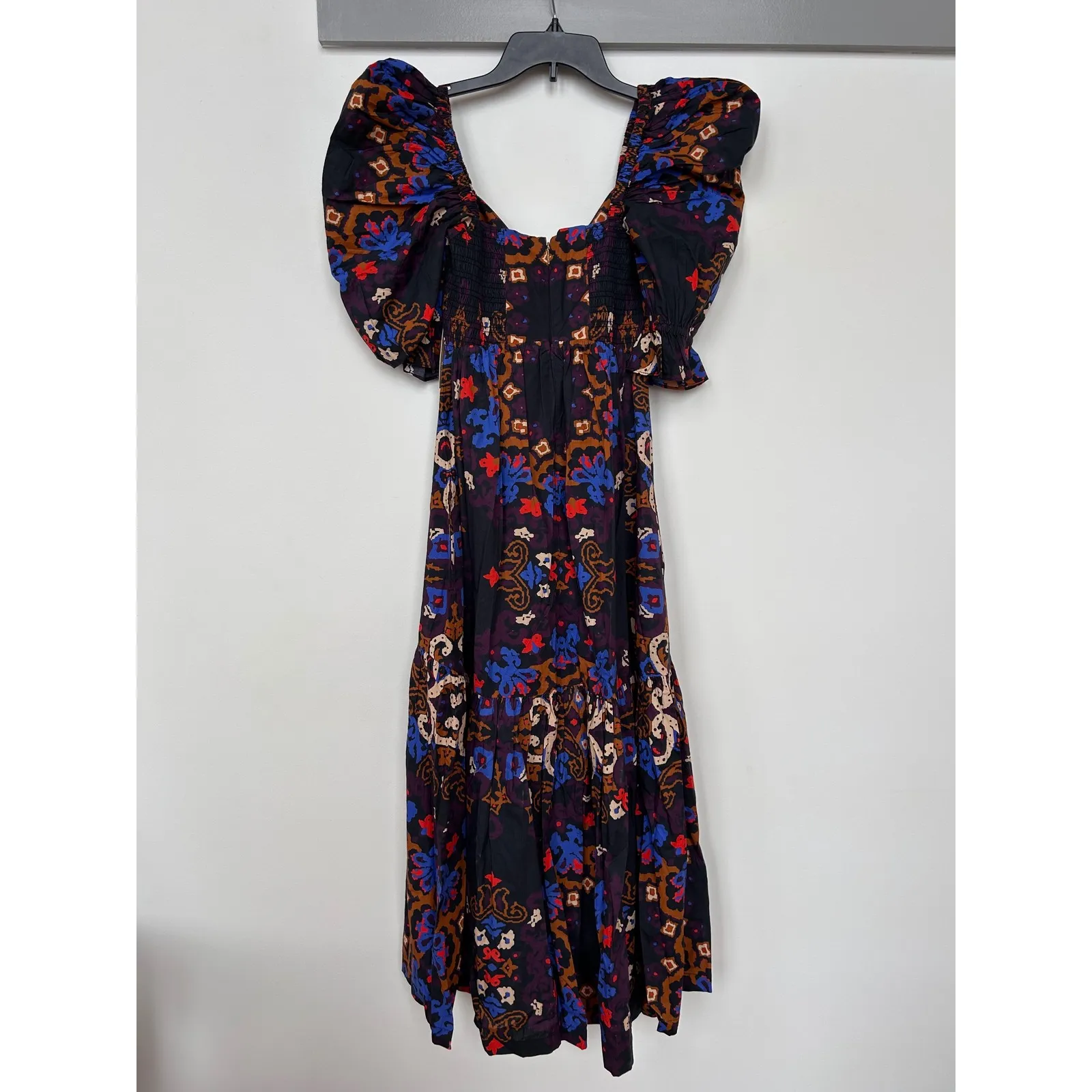 NWT Cleobella Jewel Ankle Dress Venezia Puff Sleeve Midi Black Blue Orange - Image 4