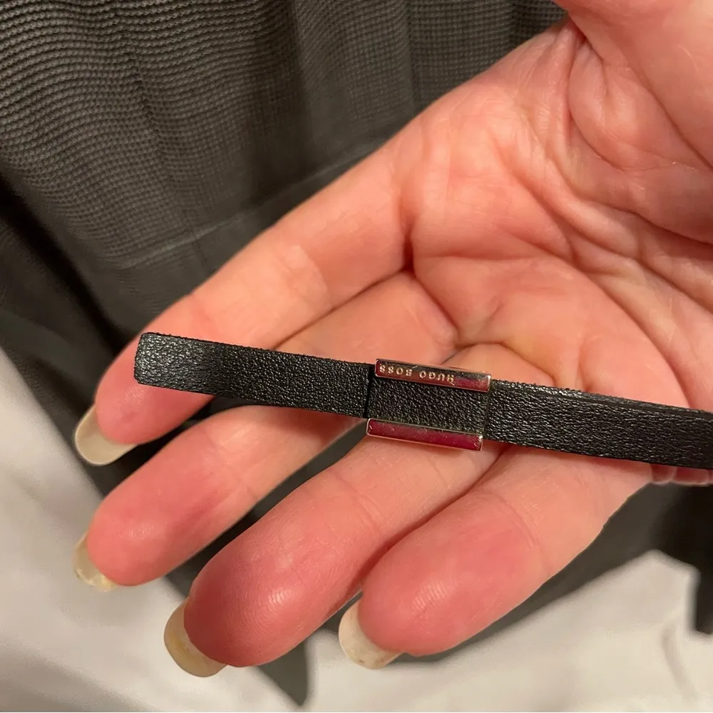 Smart Hugo Boss gray suit sheath dress belted sleeveless sz 10 mini - Image 10