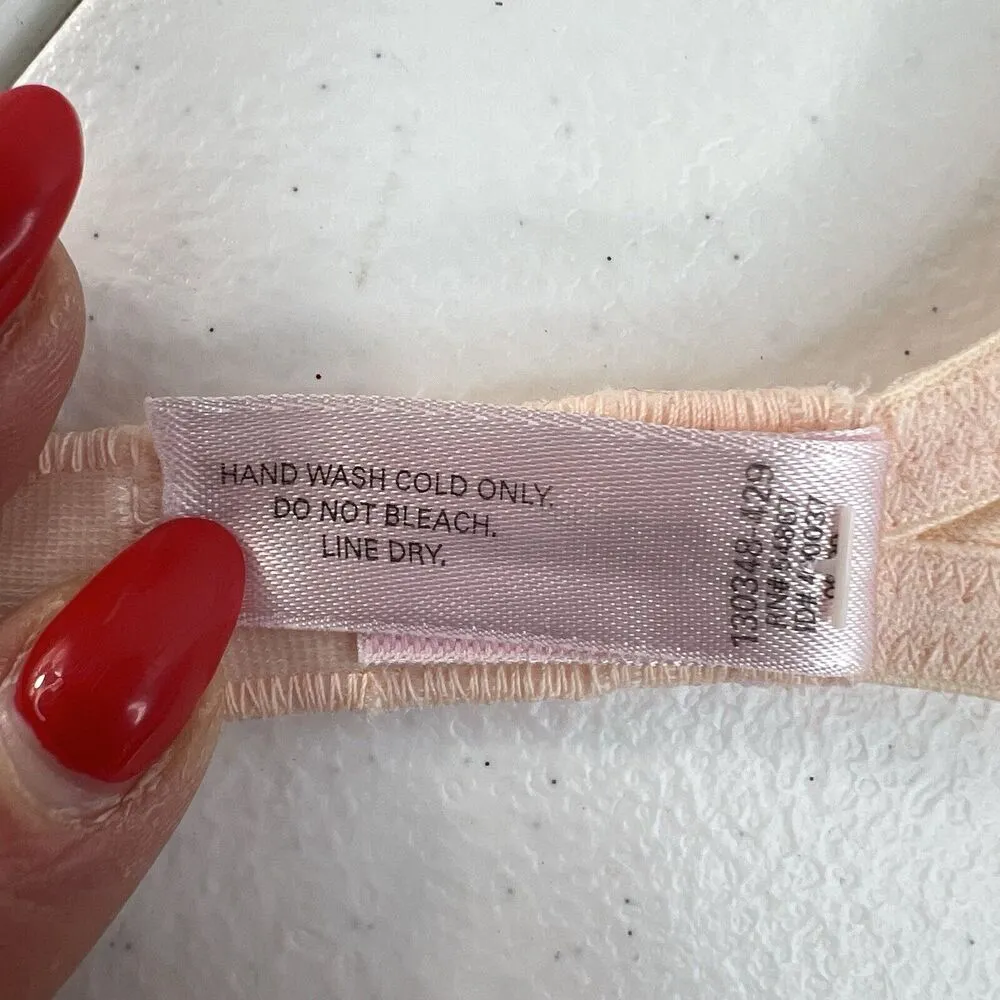 Vtg Victoria's Secret 34A Plunge Bra Underwire Adjustable Peach Demi Cup Padded - Image 13