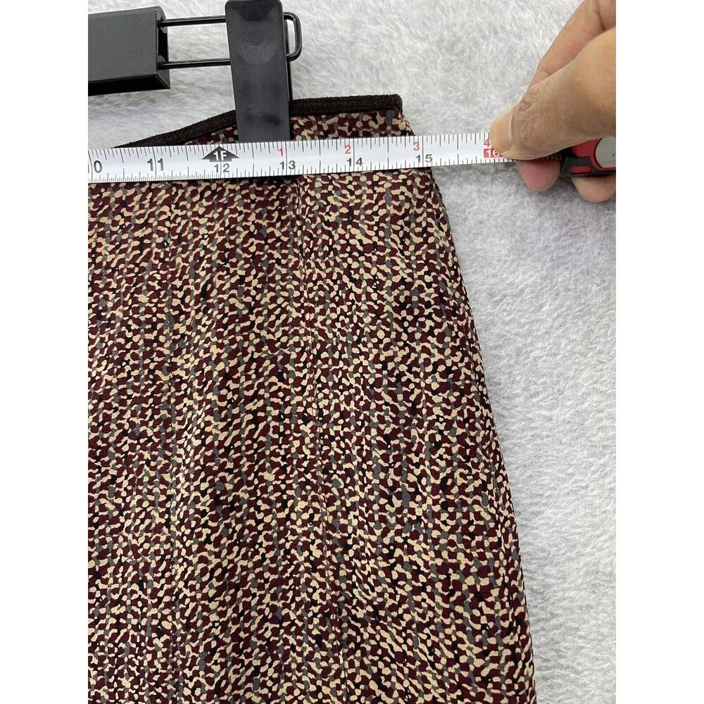 Elie Tahari Women's Skirt A Line Printed Size 8Petite Silk Blend Burgundy - Image 10