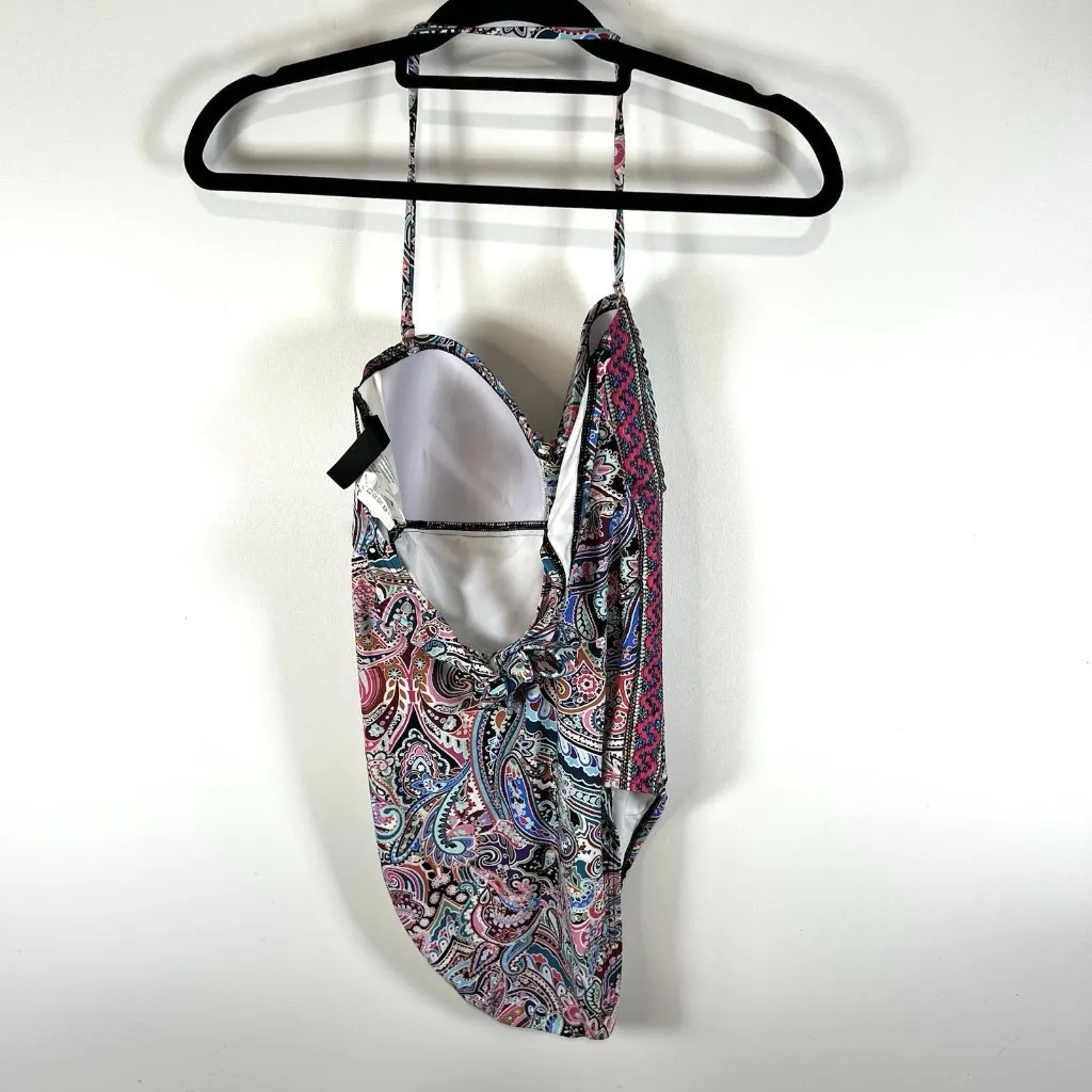 La Blanca‎ Women One Piece Strappy Back  Paisley Swimsuit  Size 10 Beach Summer - Image 4