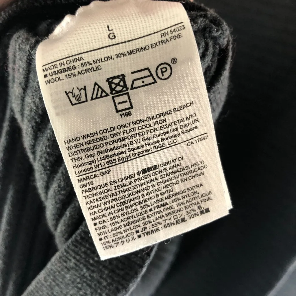 Gap Womens Ribbed Gray Sweater L Merino Wool Blend Tunic Long-Sleeve Pullover - Image 4