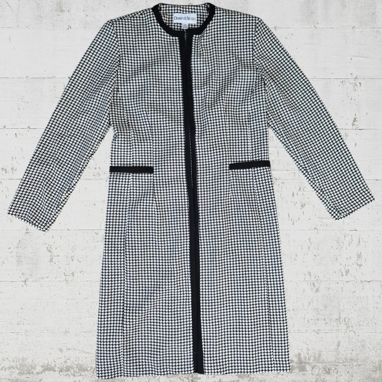 Vintage 90s Houndstooth Dress Jacket Set Danny & Nicole Dress Longline Blazer 4P - Image 4