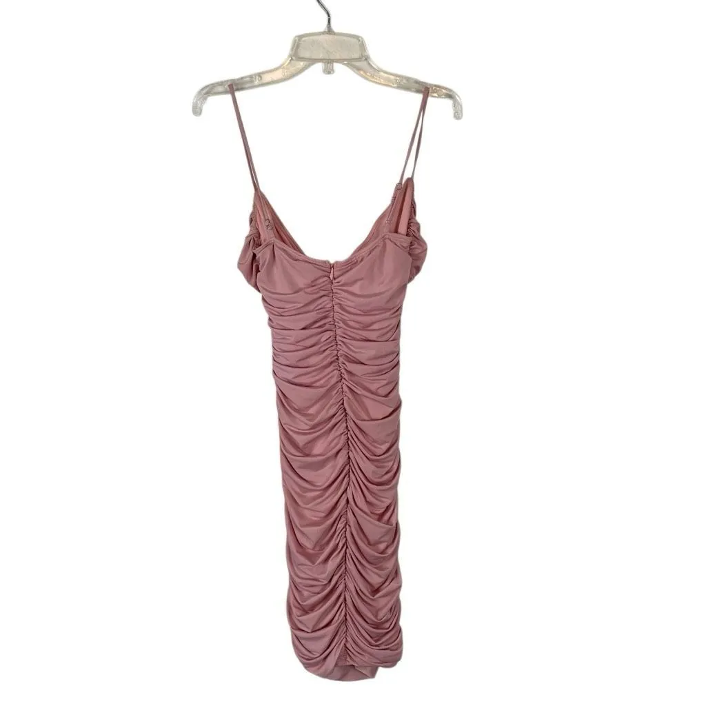 Lucy In The Sky body con ruched mini dress Women’s S rose pink surplus bust - Image 3